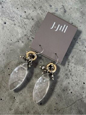 J. Jill Clear Crystal Drop Earrings with Gold and Silver Accents